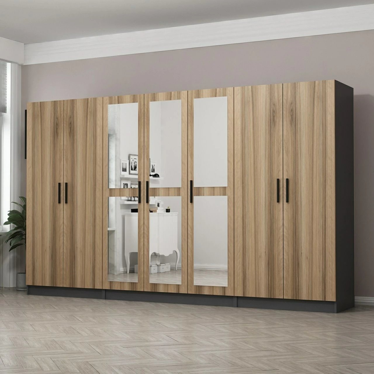 Dollap për dhomë gjumi, ngjyrë dore, Skye Decor, 315x210x52 cm