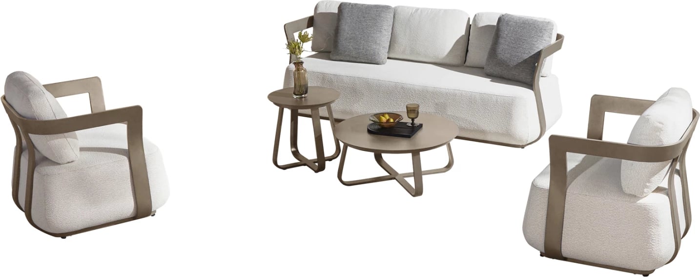 Set mobiljesh lounge për jashtë, 5 pjesë, PACIFIC CD6253.04, alumin shampanjë, material krem