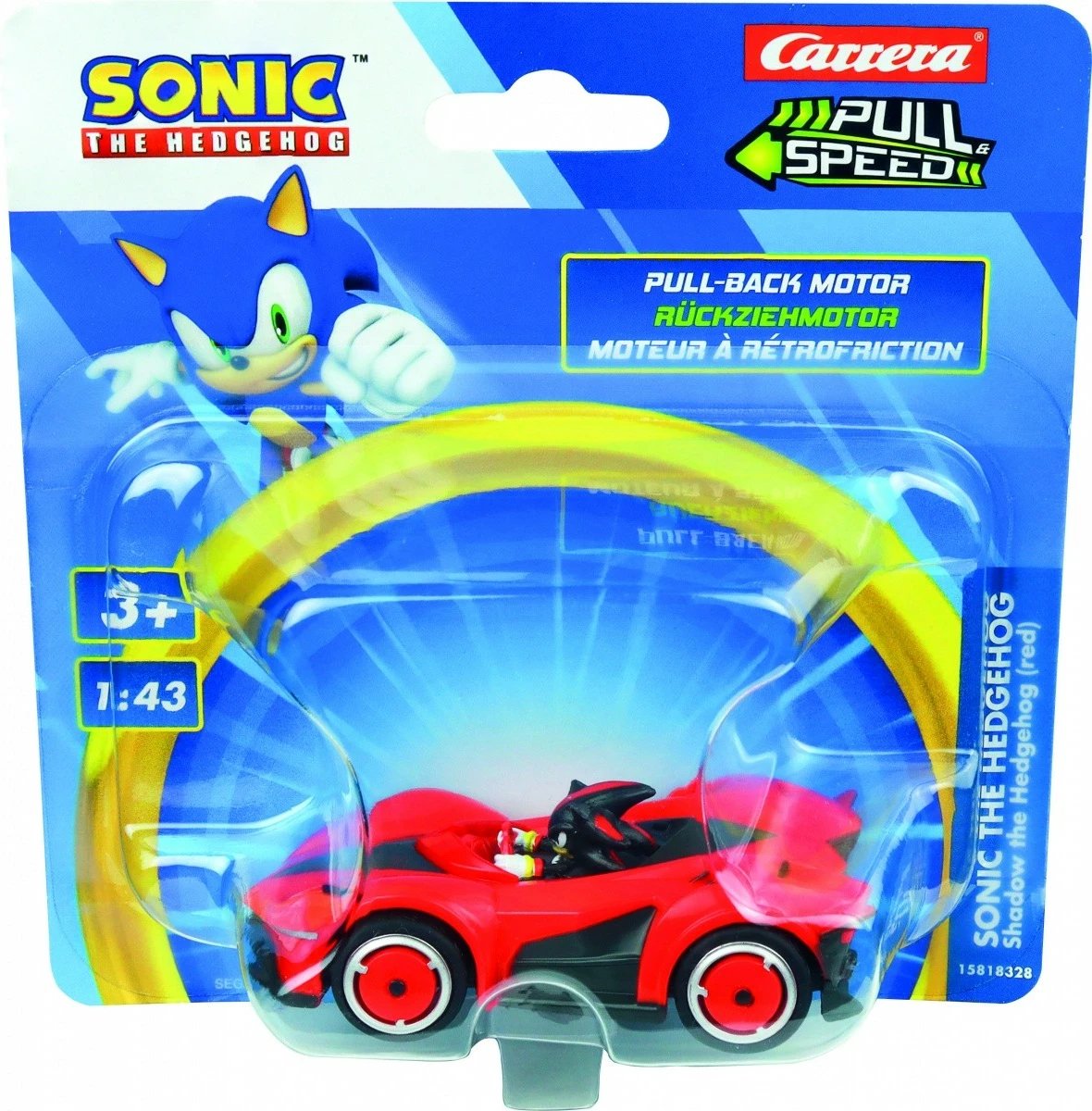 Veture lodër Carrera Pull & Speed Sonic the Hedgehog Shadow, 1:43, plastikë, e kuqe/e zezë