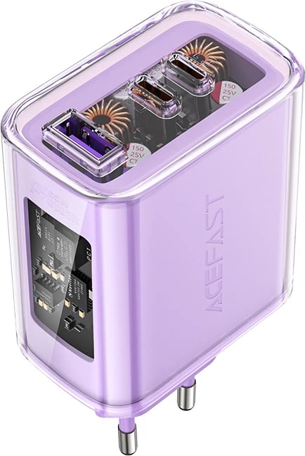 Karikues muri Acefast A45, 65W, 3 porta (2xUSB-C, 1xUSB), GaN, vjollcë