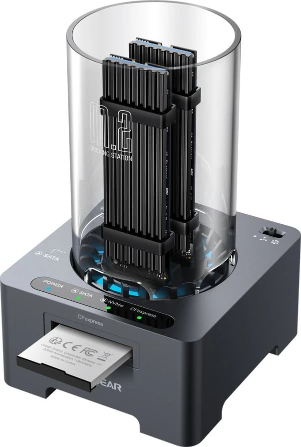 Docking station GrauGear për SSD M.2 NVMe/NGFF dhe CFexpress, gri