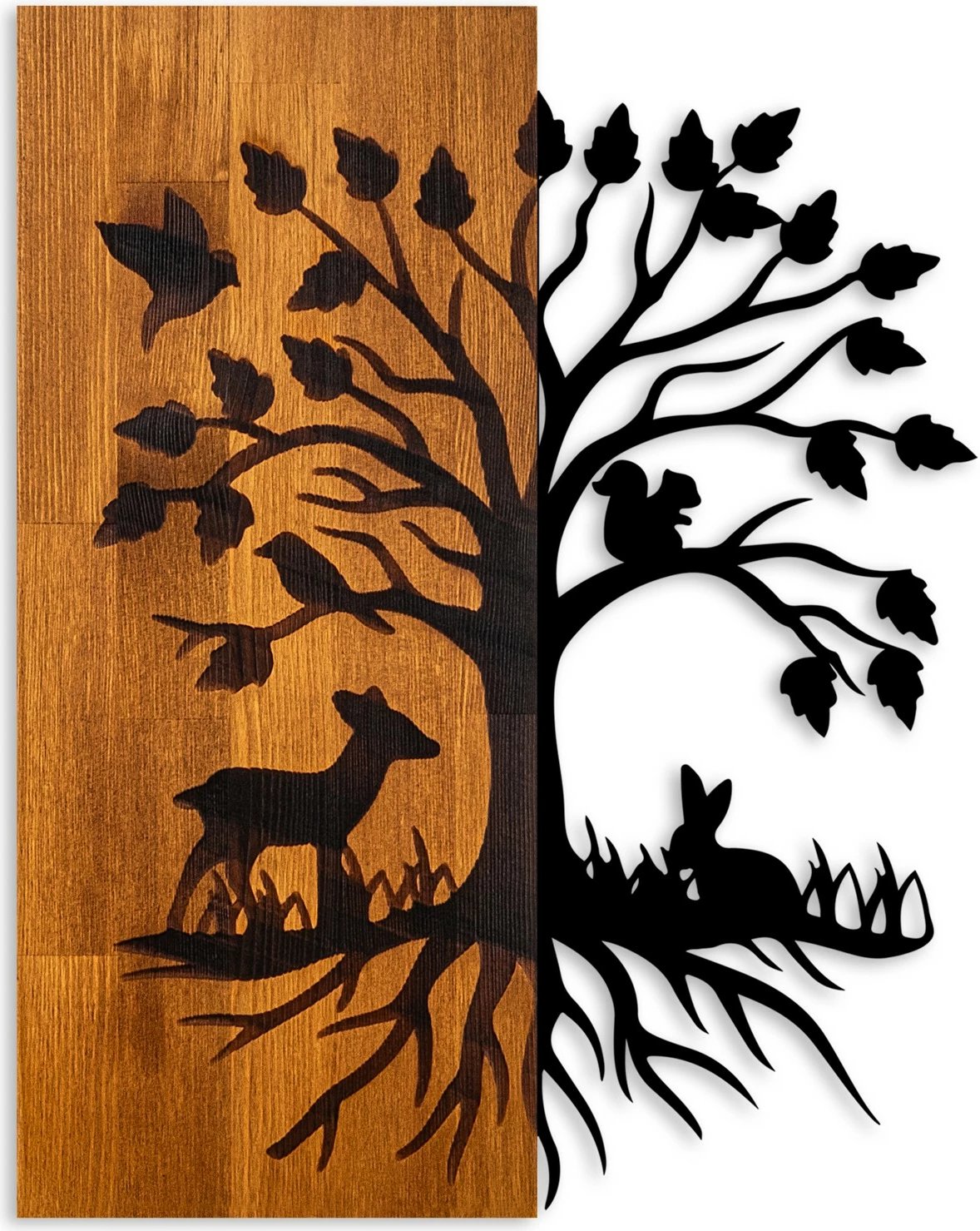 Aksesor dekorativ prej druri për mur, Wallity, natyrë, ngjyrë arre/zezë