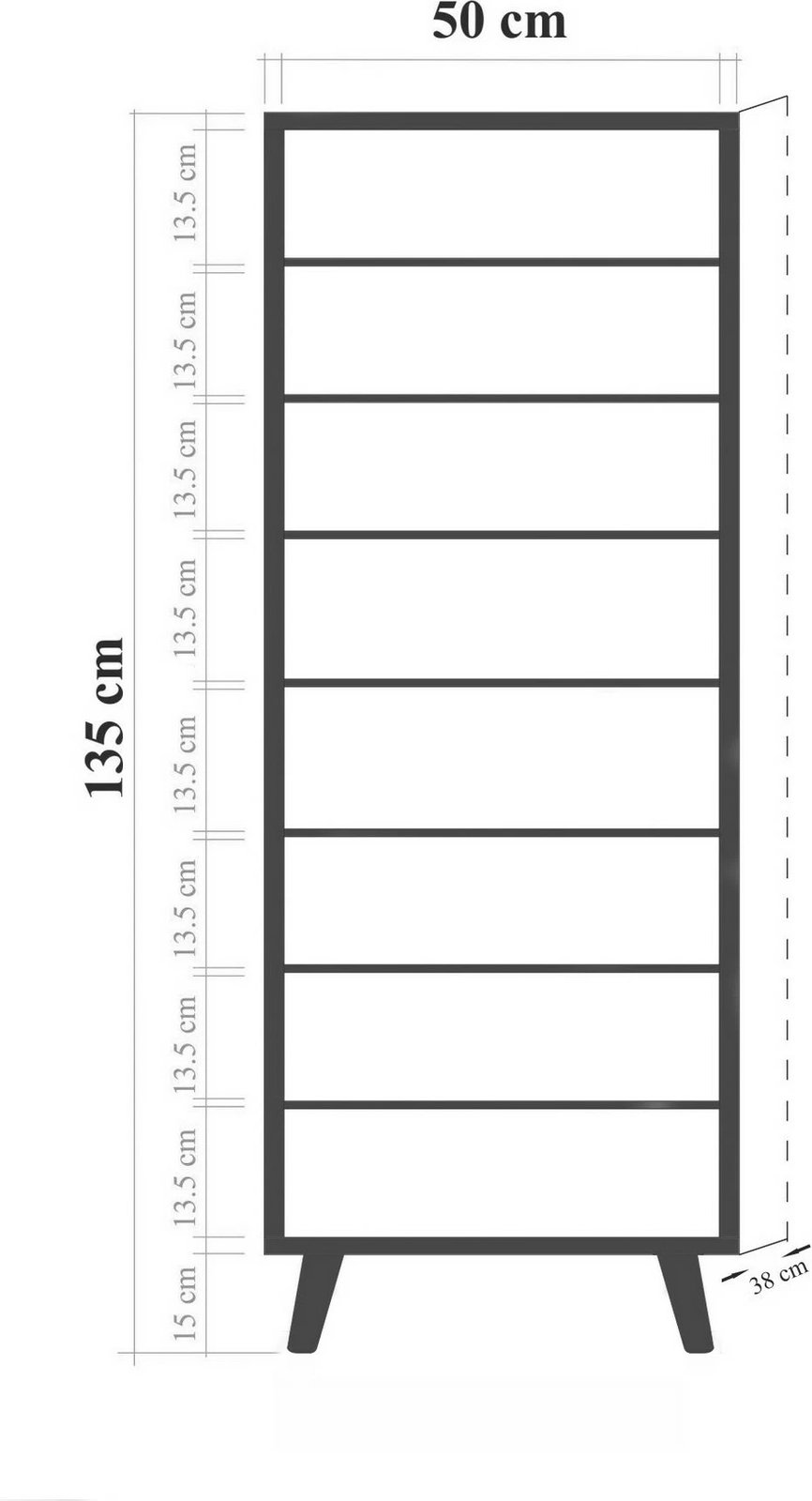 Dollap këpucësh Hanah Home, Vegas - B 943, ngjyrë e bardhë, këmbë dhe doreza prej druri, 50x135x38 cm