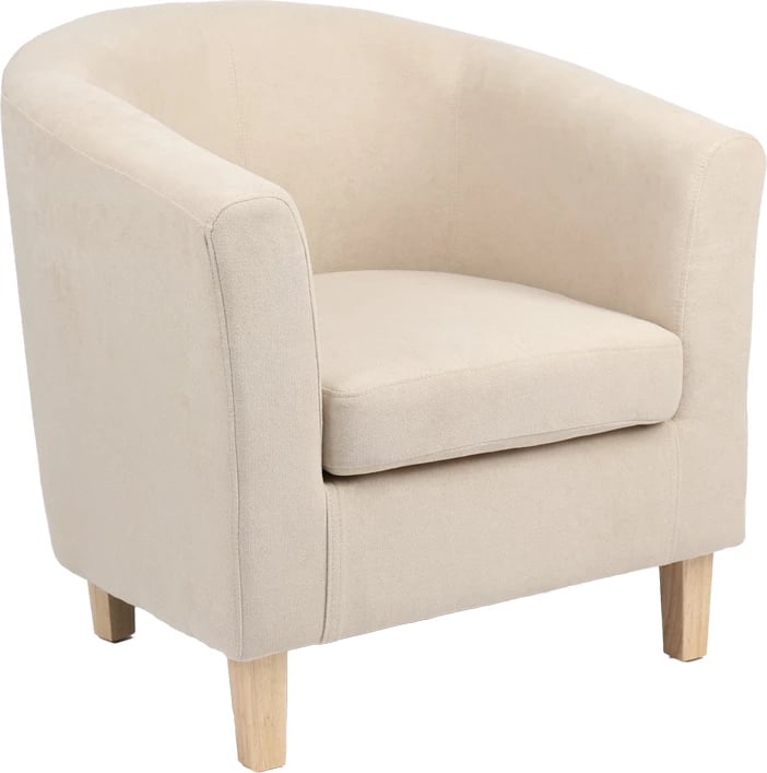 Fotel Tronmo, krem, këmbë druri gome natyrale, 75x69x75cm