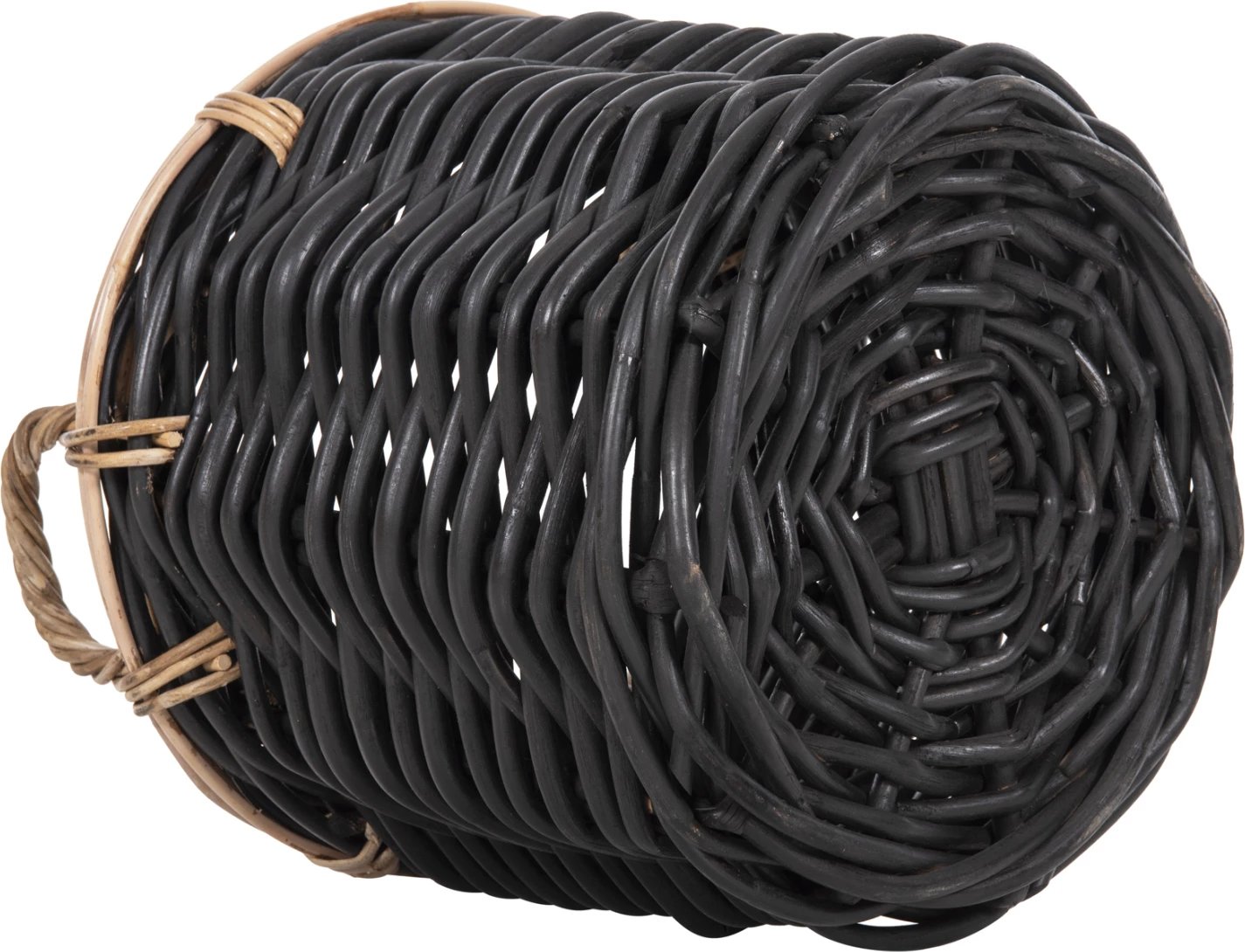 Shporta dyshemeje 2 copë, Potts, FH4379, rattan, ngjyrë e zezë dhe natyrale, Φ61+Φ45 cm