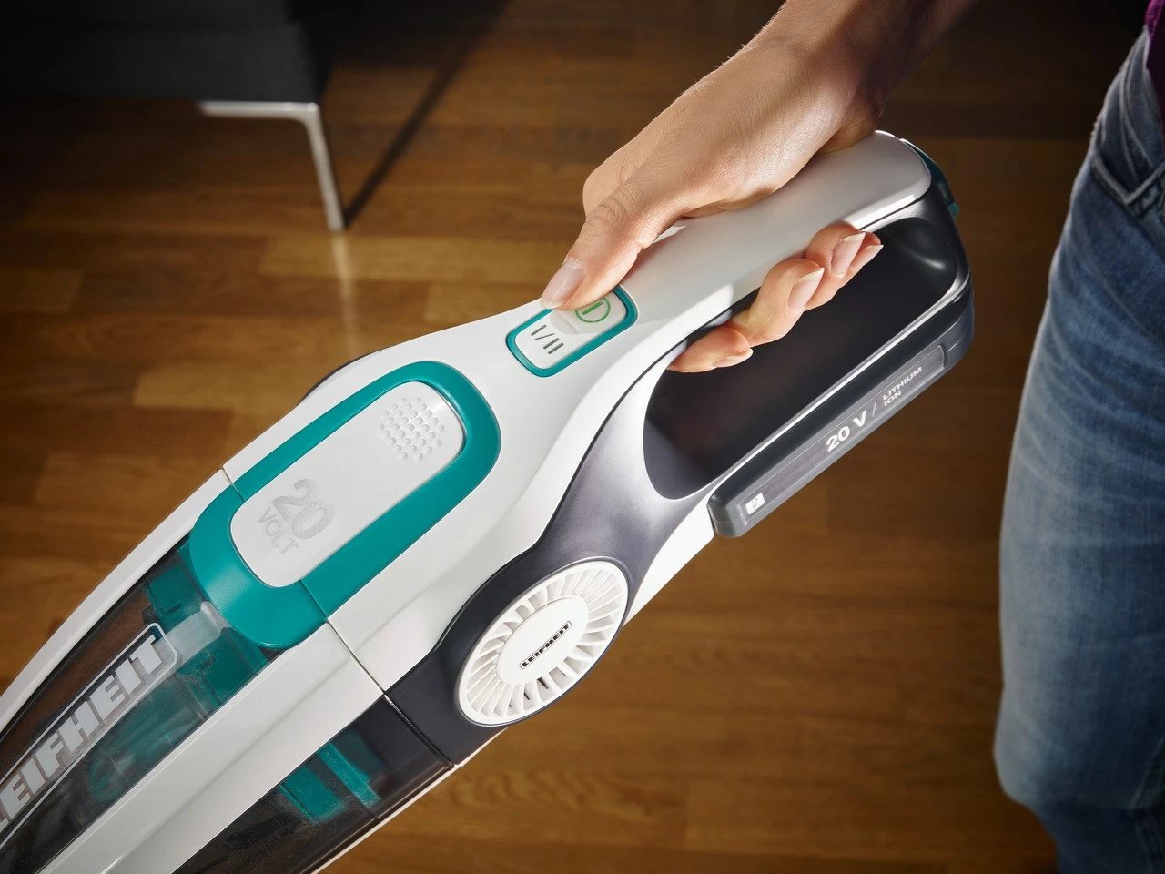 Fshesë elektrike pa kabllo Leifheit PowerVac 2in1, 20V, pa qese, bardhë/kaltër Fshesë elektrike pa kabllo Leifheit PowerVac 2in1, 20V, pa qese, bardhë/kaltër