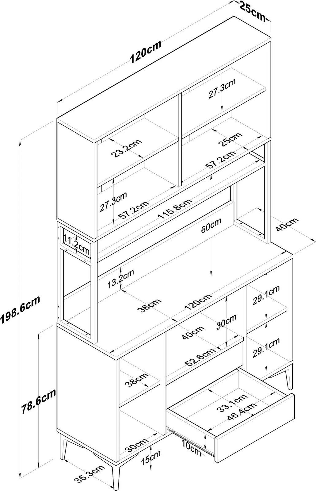 Dollap multifunksional Hanah Home, JE169 - 3260, ngjyrë e bardhë dhe arre