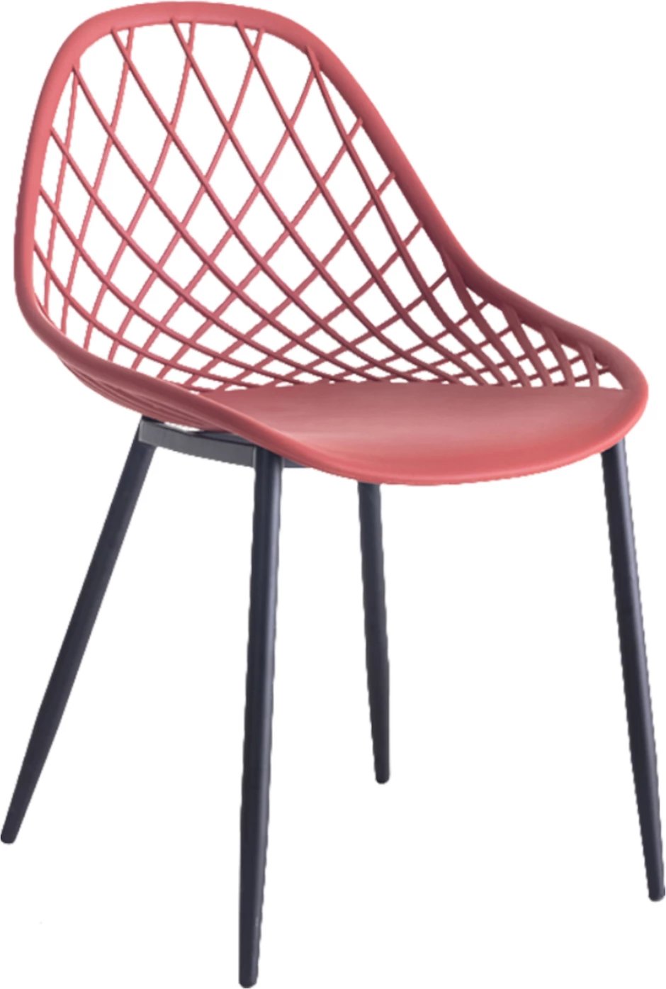 Karrige polipropileni FH9524.06, ngjyrë e kuqe, këmbë metali të zeza, 52x53x82H cm, set prej 4 copë