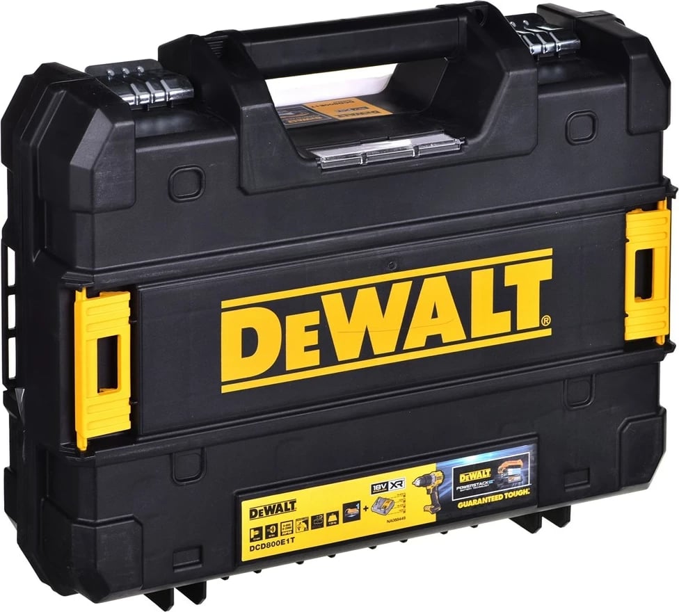 Makineri DeWalt DCD800E1T, 18V XR, 1x1.7AH, Verdhë