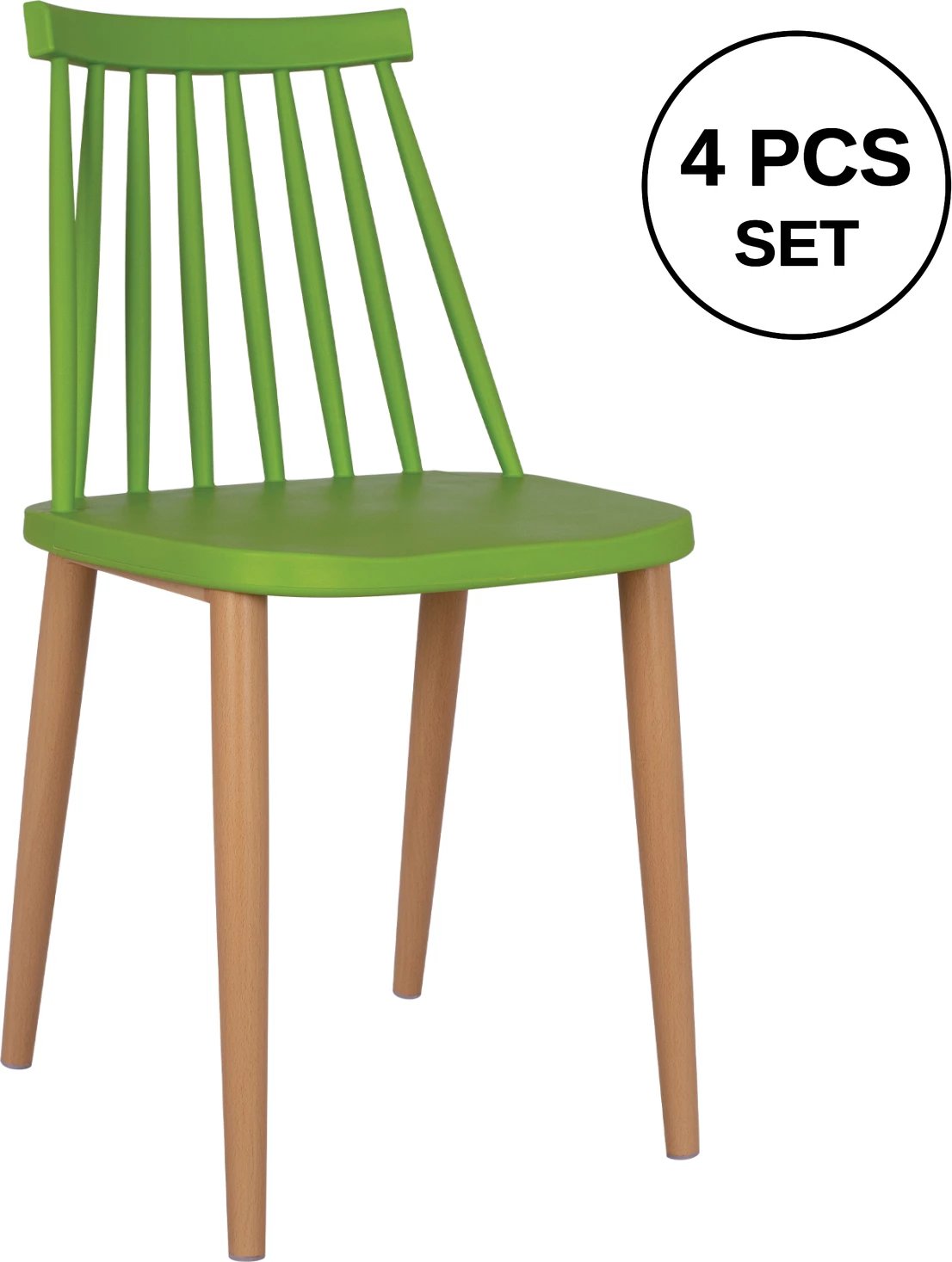 Karrige për ngrënie Vanessa, ngjyrë e gjelbër, këmbë metalike, 42,5x47x81,5cm, set prej 4 copë