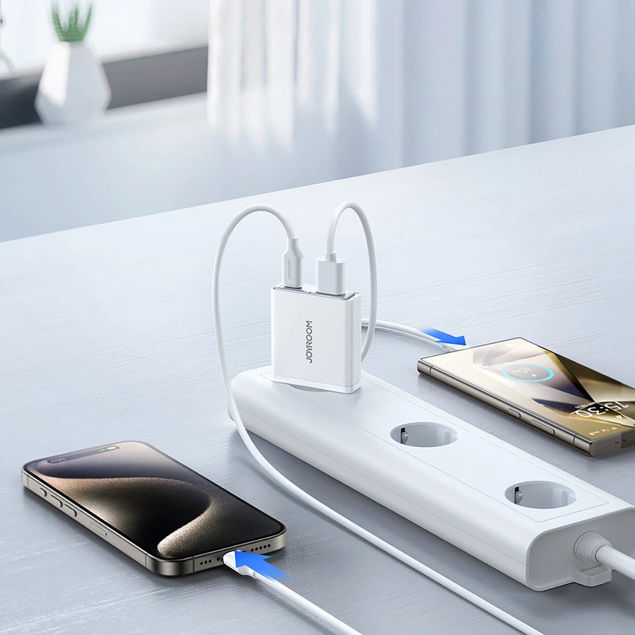 Karikues muri Joyroom JR-TCF14, 20W, 2 porta USB-A/USB-C, i bardhë