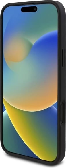Mbështjellës Guess 4G Triangle për iPhone 16, 6.1", Zi