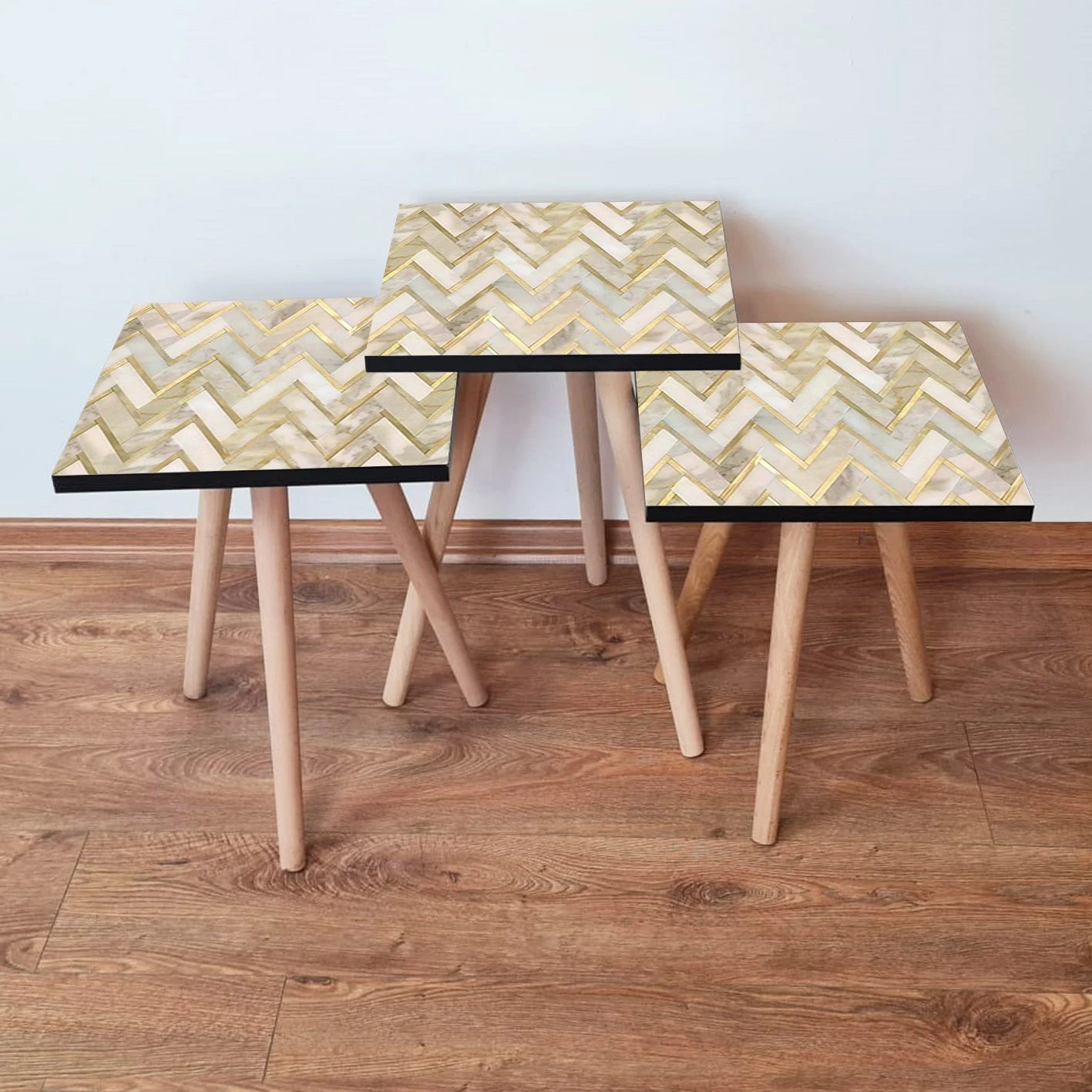 Set tavolinash ndihmëse, 3 copë, Skye Decor, 3Shp138, bezhë-ari