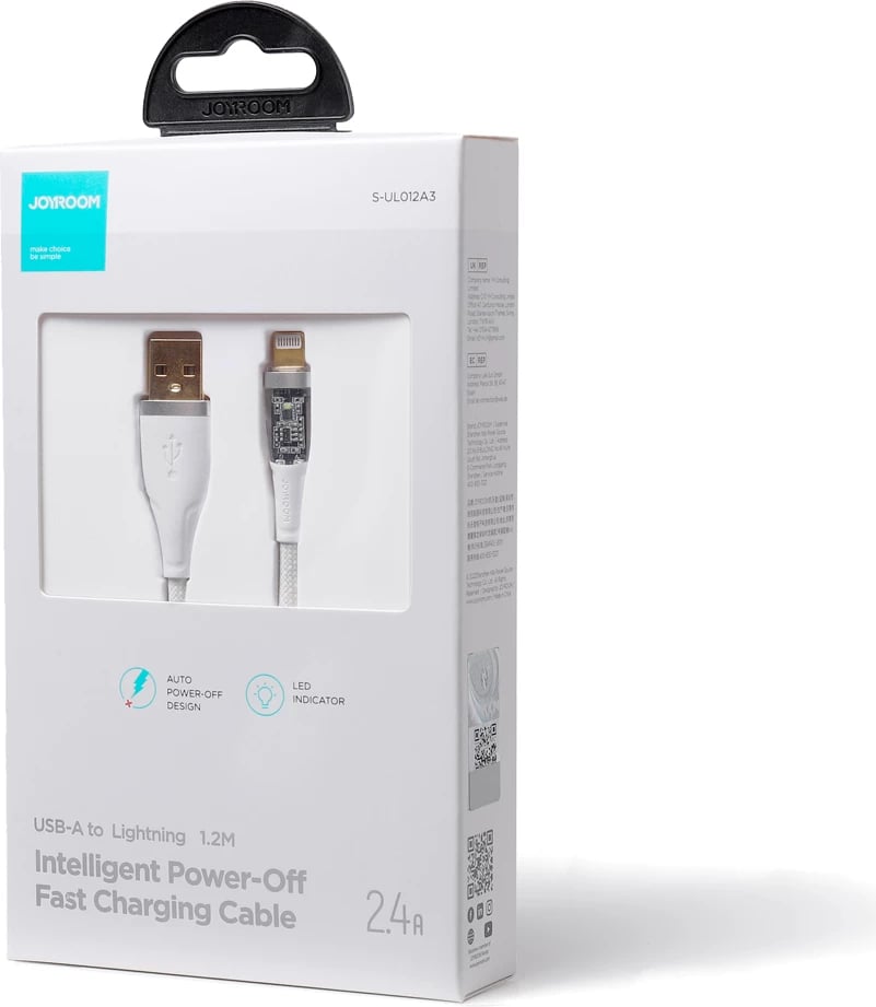 Kabllo Joyroom Star-Cloud Series A3 USB-A në Lightning, 1.2m, 2.4A, e bardhë