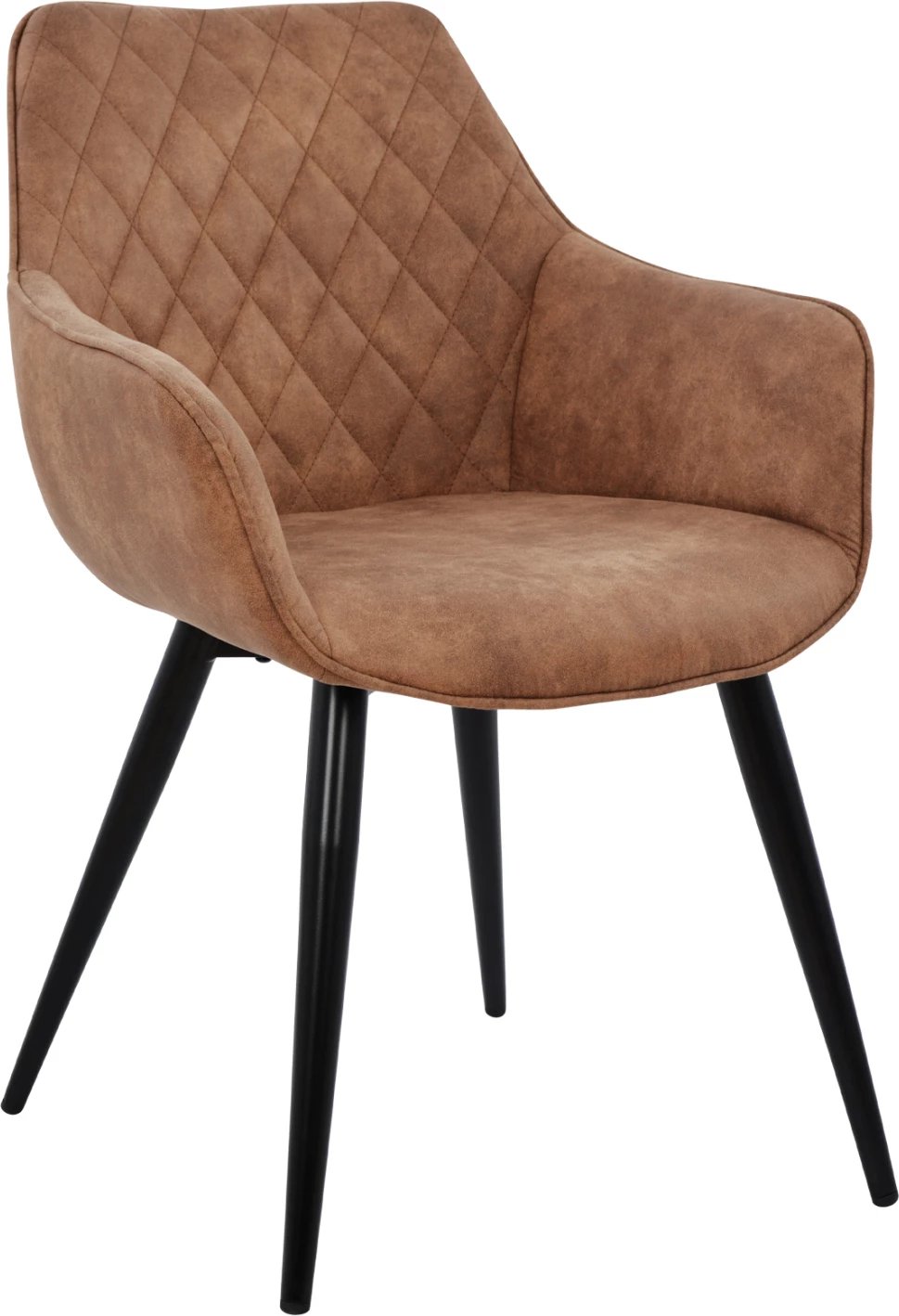 Karrige me krahë Mando FH8006.03 me pëlhurë nubuck ngjyrë kafe 60x60x84cm, set prej 2 copë