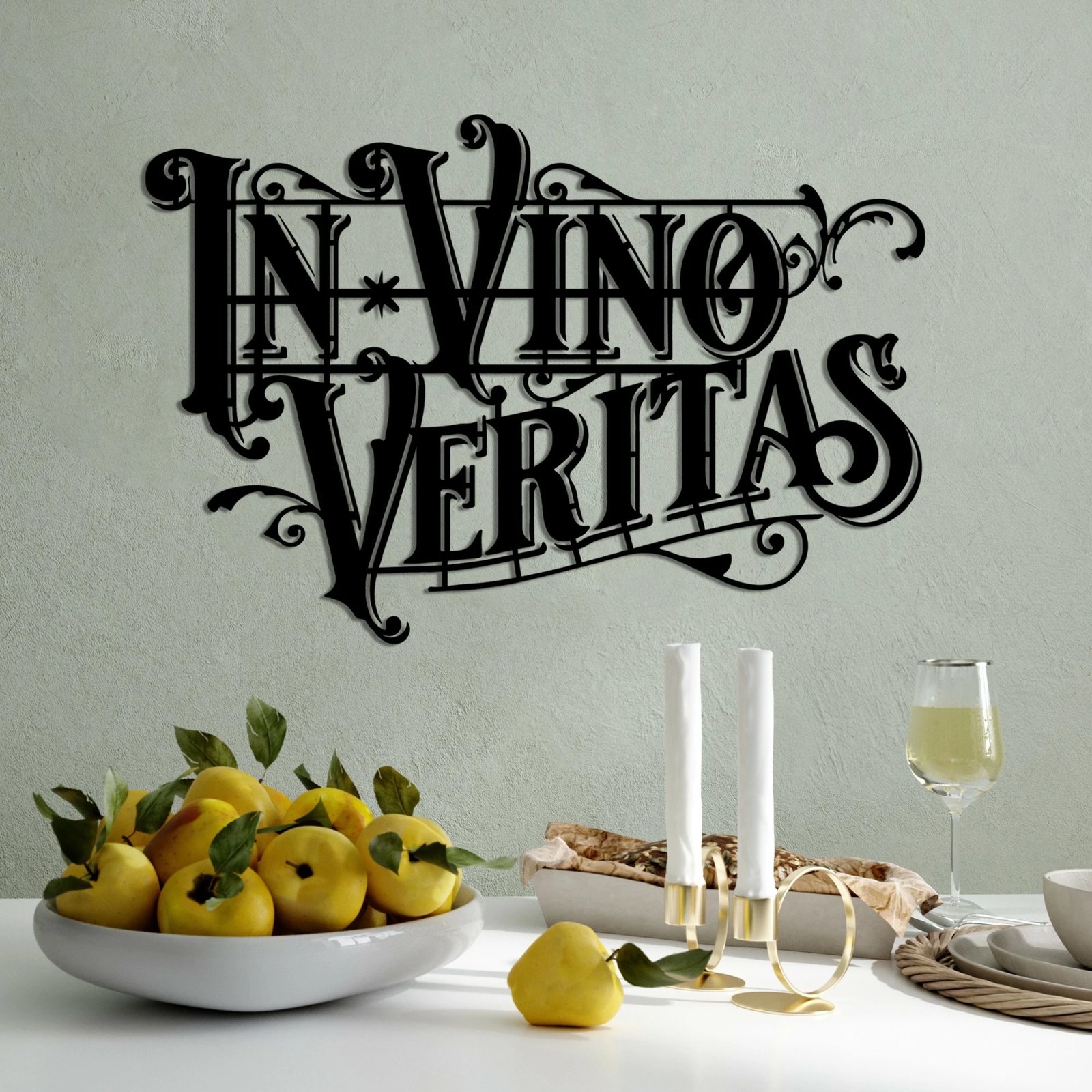 Aksesor dekorativ metalik për mur, Wallity Veritas 2, ngjyrë e zezë, 60x41cm