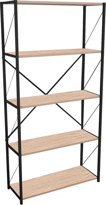 Raft librash Tikilmo melaminë lisi-metal i zi 88x34x180cm