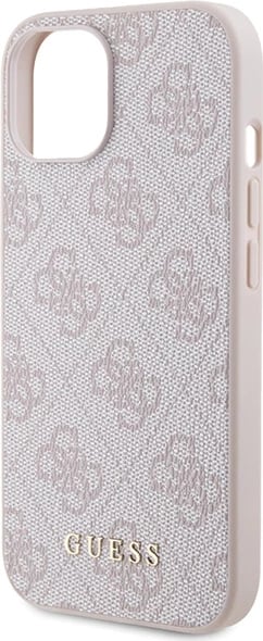 Mbështjellës Guess 4G Metal Gold Logo për iPhone 15, Rozë Mbështjellës Guess 4G Metal Gold Logo për iPhone 15, Rozë