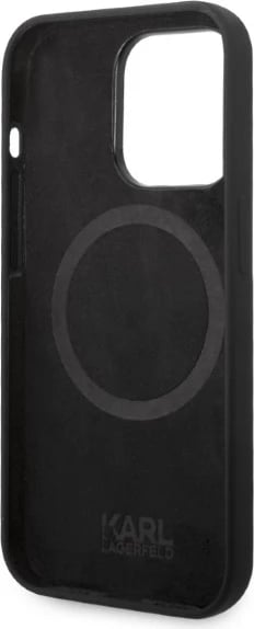 Mbështjellës Karl Lagerfeld KLHMP14XSNIKBCK për iPhone 14 Pro Max 6.7", silikon, MagSafe, zi