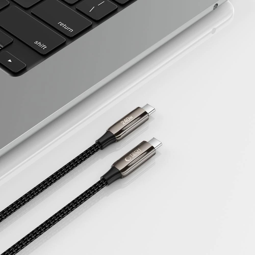 Kabllo USB-C Tech-Protect UB10T Ultraboost, 200cm, 240W, QC4.0, e zezë