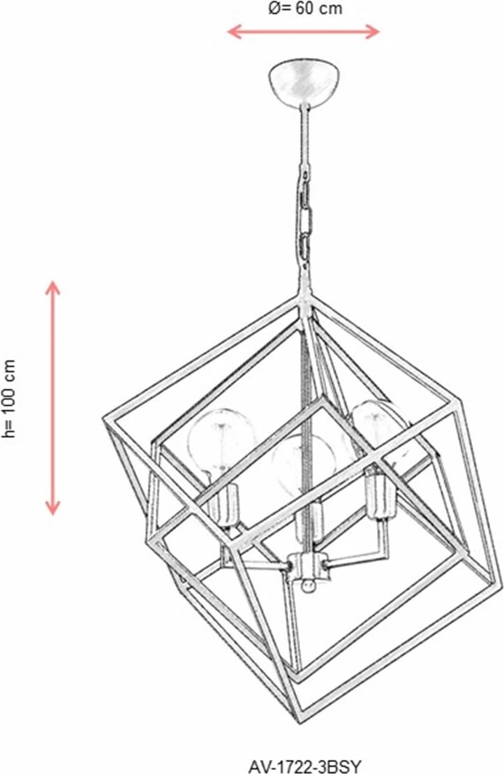 Llambë tavani Opviq, AV-1722-3BSY, metalike, e zezë dhe ari