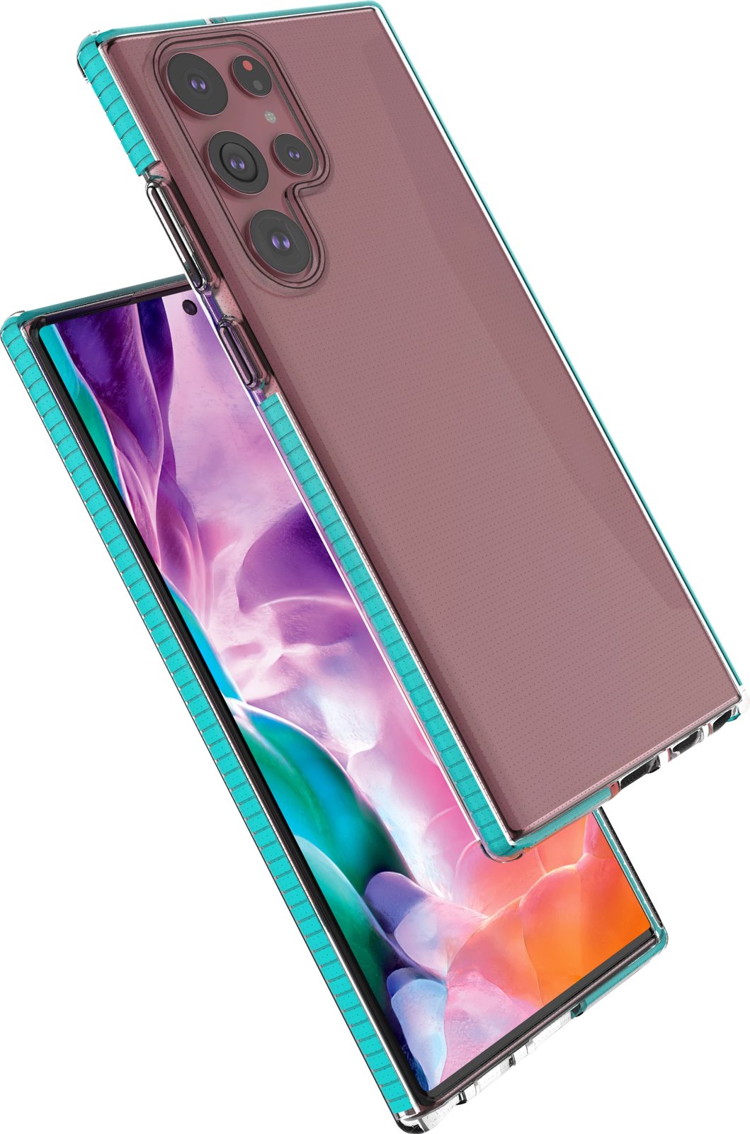 Mbështjellës Hurtel Spring Case për Samsung Galaxy S22 Ultra, xhel, kornizë kaltër, Transparent