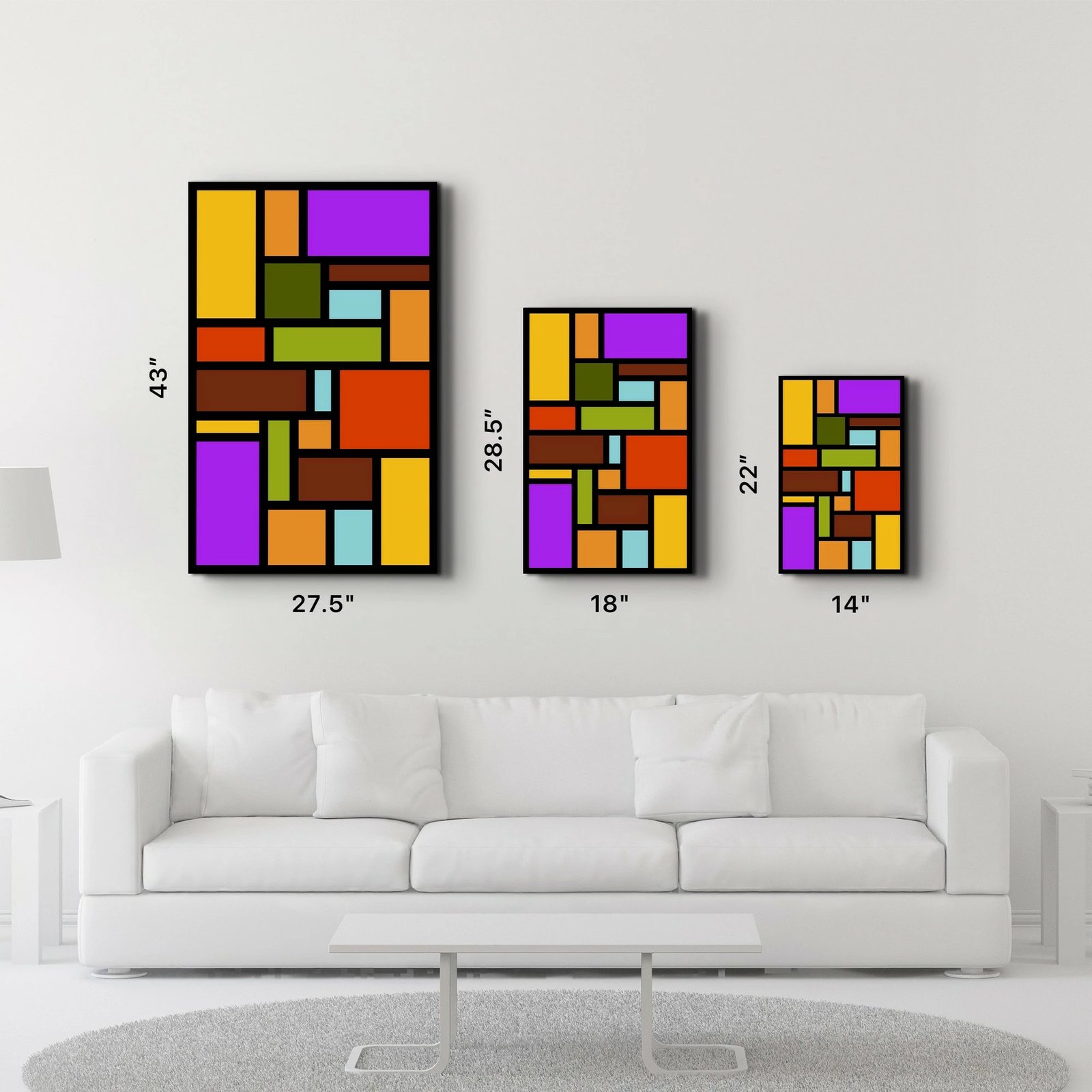 Pikturë dekorative prej xhami të temperuar, shumëngjyrëshe, VFT-3015, 46x72cm