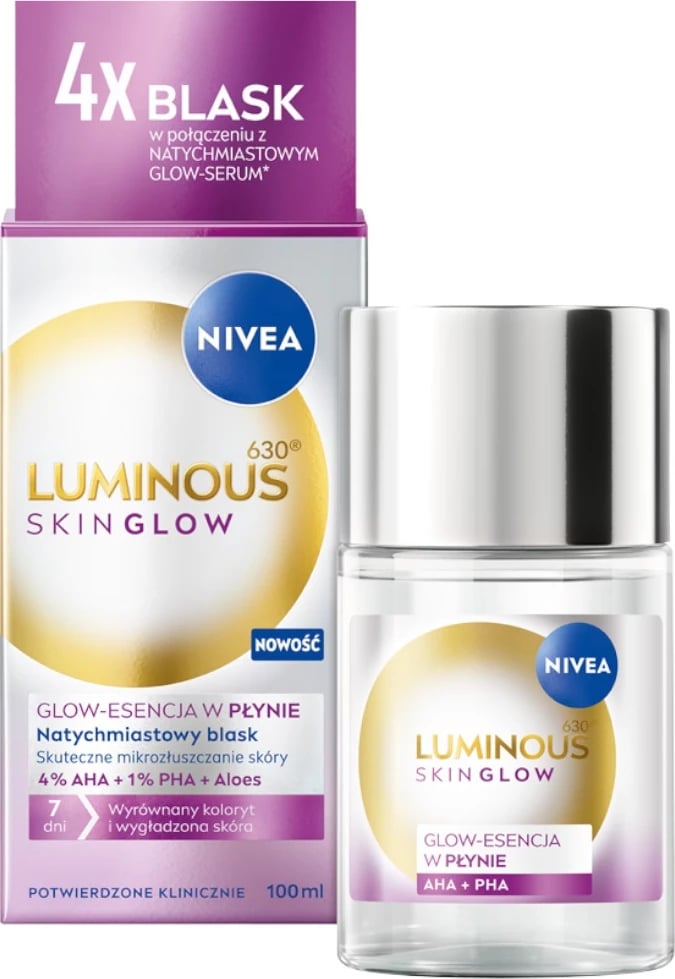Esencë për fytyrë për femra Nivea Luminous630 Skin Glow Liquid Essence, 100ml
