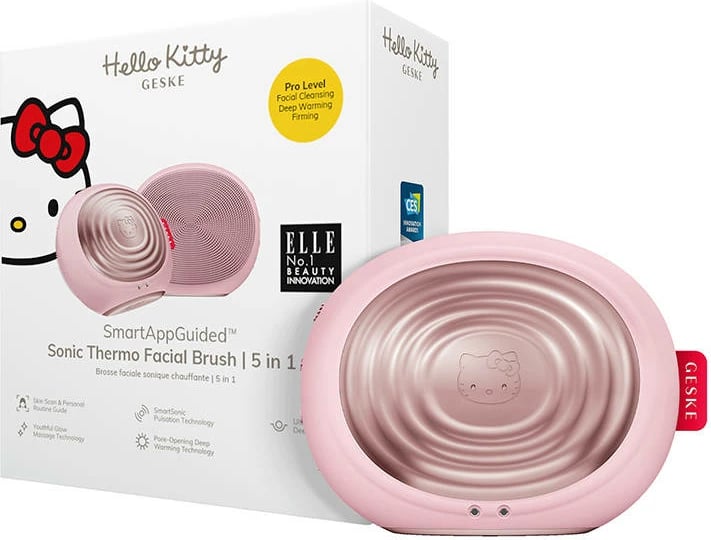 Furçë sonike për fytyrë Geske HK000008PI01 5-në-1 me aplikacion, Hello Kitty, rozë
