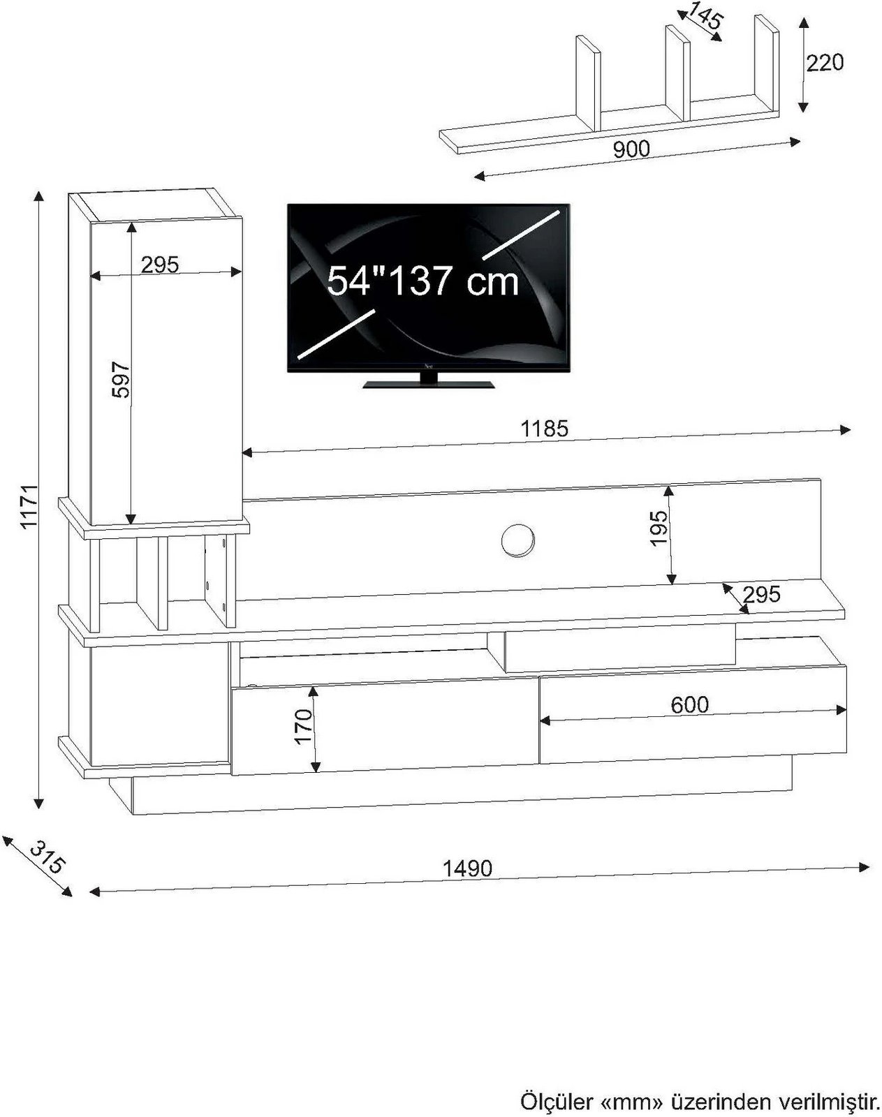 Komodë TV Hanah Home, Como, e bardhë dhe Cordoba