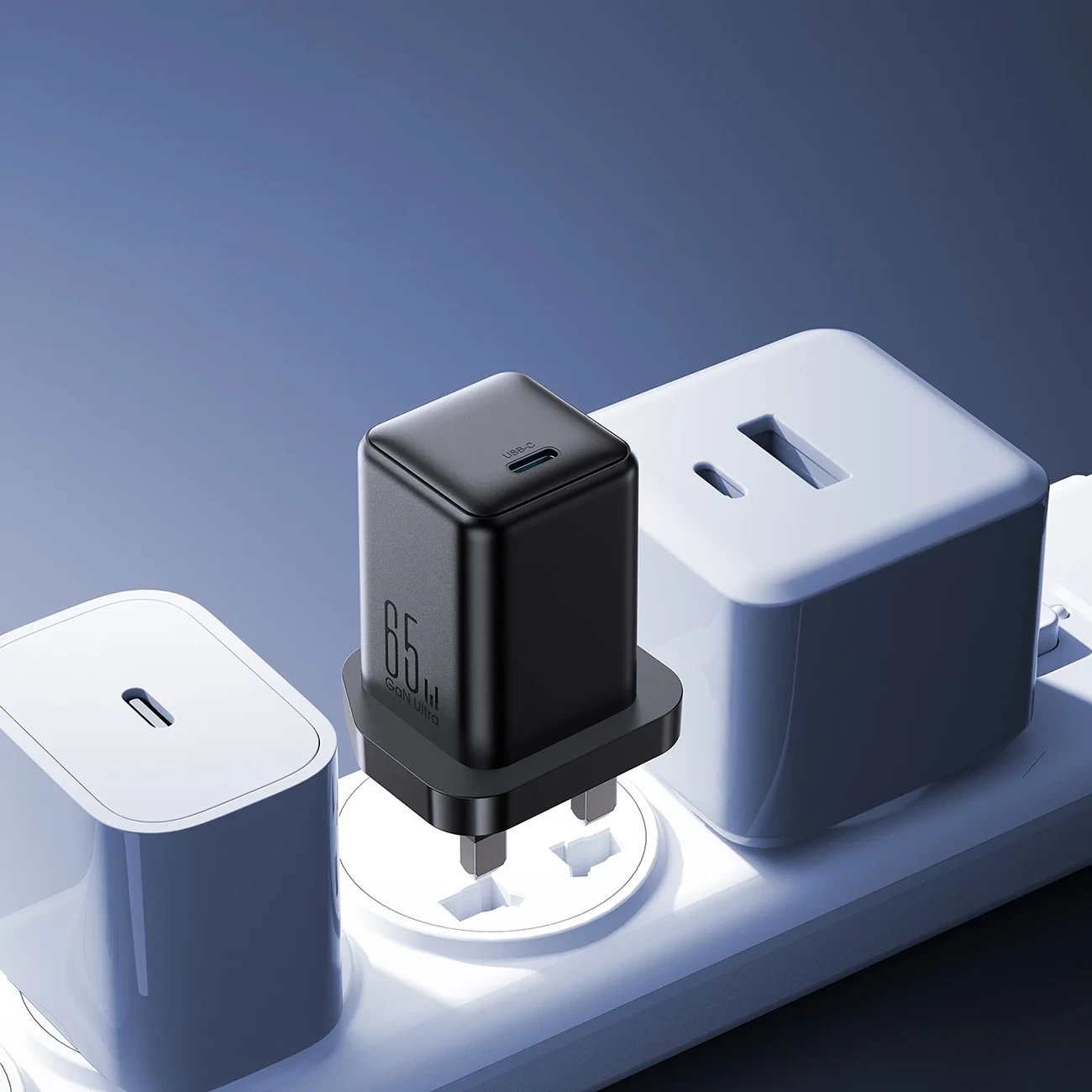 Karikues muri Joyroom JR-TCG18, 65W, 1x USB-C, prizë UK, zi