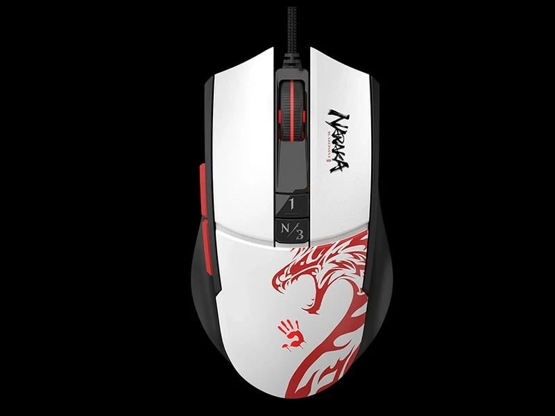 Maus A4-Tech Bloody W95Max USB, për lojtarë, ngjyrë bardhë e zezë