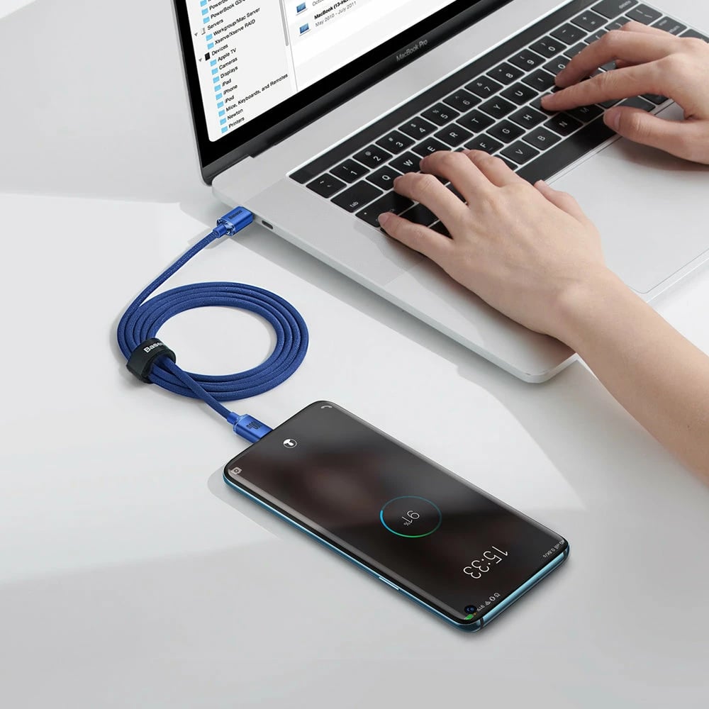 Kabllo USB-C në USB-C Baseus Crystal Shine Series CAJY000603, 1.2m, 100W, Blu