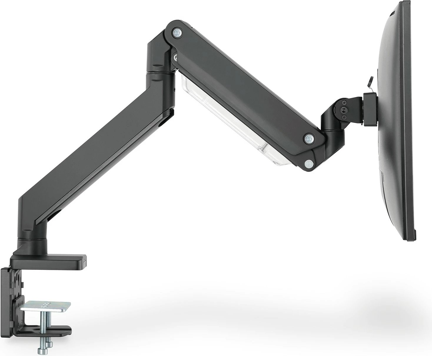 Mbajtës monitori Digitus Universal, Gas Spring dhe Clamp Mount, 75 x 75 mm, 100 x 100 mm, -45 - 45°, -90 - 90°, 360°, i zi