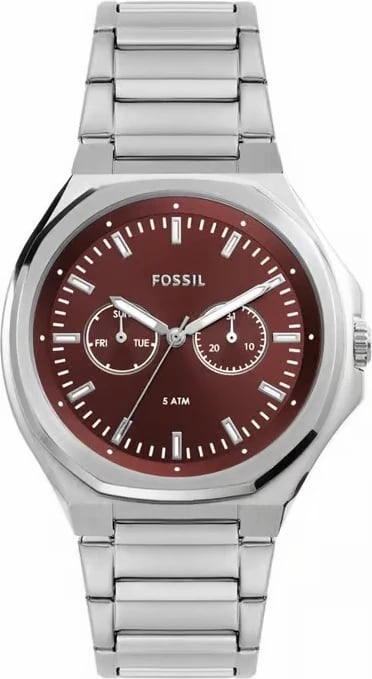 Orë dore FOSSIL EVANSTON për meshkuj, argjendi