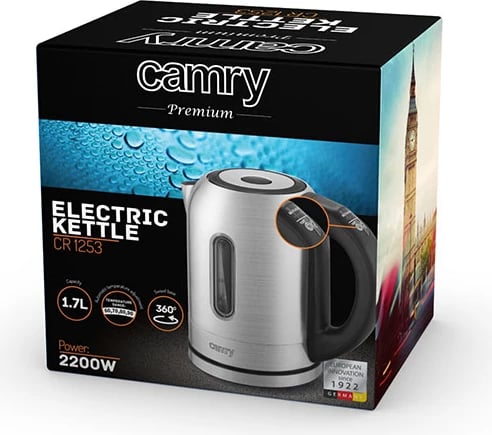 Çajnik elektrik, Adler, CR 1253, 1.7 L, kontroll temperature 60–90°C, ruajtje ngrohtë 2 orë, inox