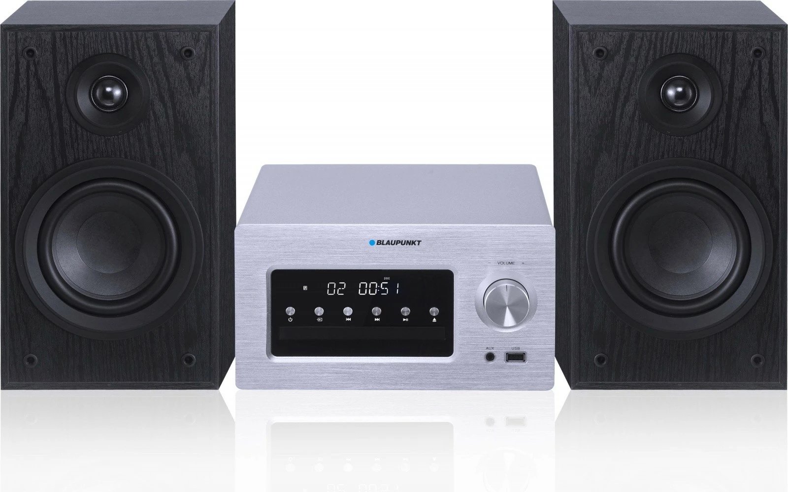 Sistem audio mikro Blaupunkt MS70BT me Bluetooth, CD/USB, 120W, zi/argjendtë