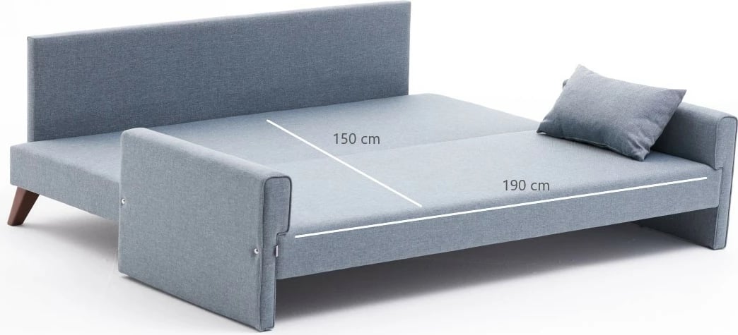 Krevat-sofa treshe, ngjyrë kaltër, Bella Soft, Atelier del Sofa