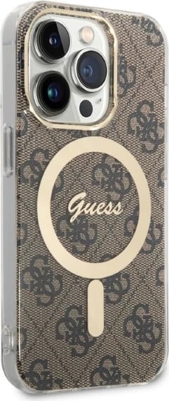 Set mbështjellës Guess GUBPP14XH4EACSW me karikues wireless për iPhone 14 Pro Max 6.7", kafe