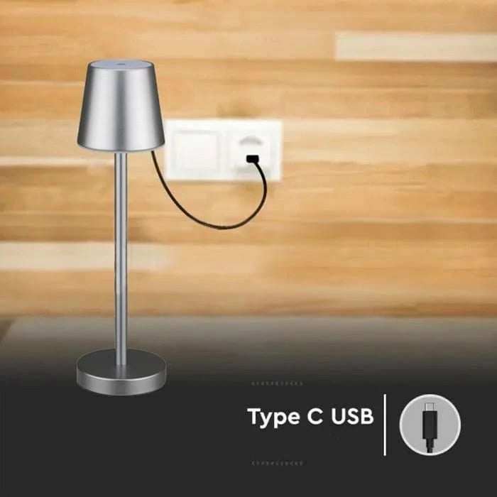 Llambë tavoline V-TAC VT-7703, 3W LED, IP20, 4000K, Gri