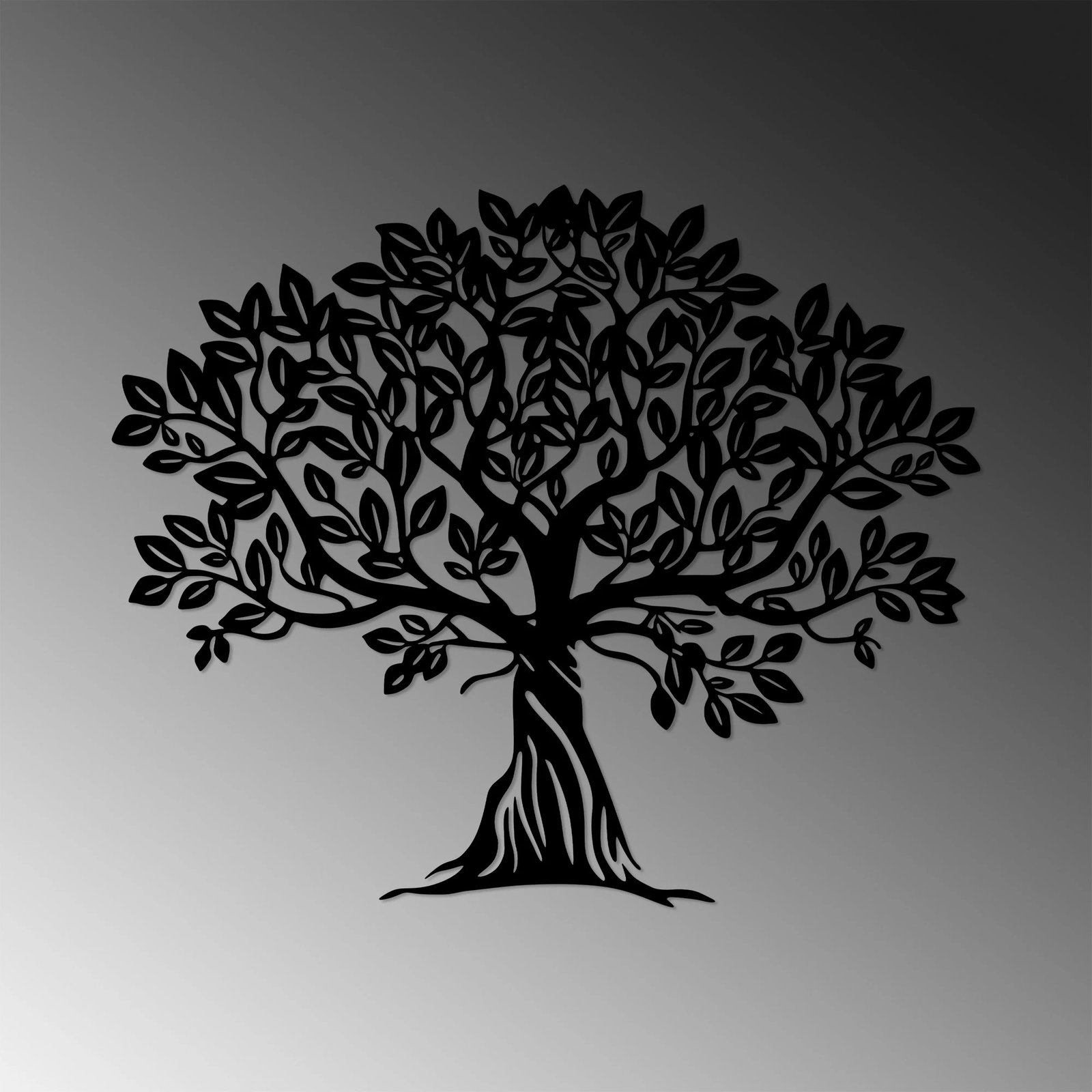 Aksesor dekorativ metalik për mur, Monumental Tree 5, Wallity, ngjyrë e zezë, 58x70cm