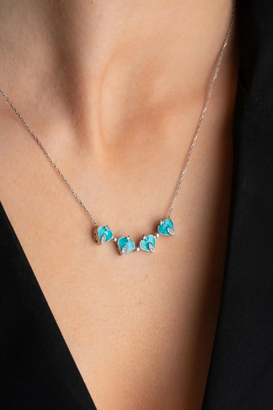 Qafore argjendi, ngjyrë argjendi-turkeze, Jumeon, NRZ999051 Qafore argjendi, ngjyrë argjendi-turkeze, Jumeon, NRZ999051