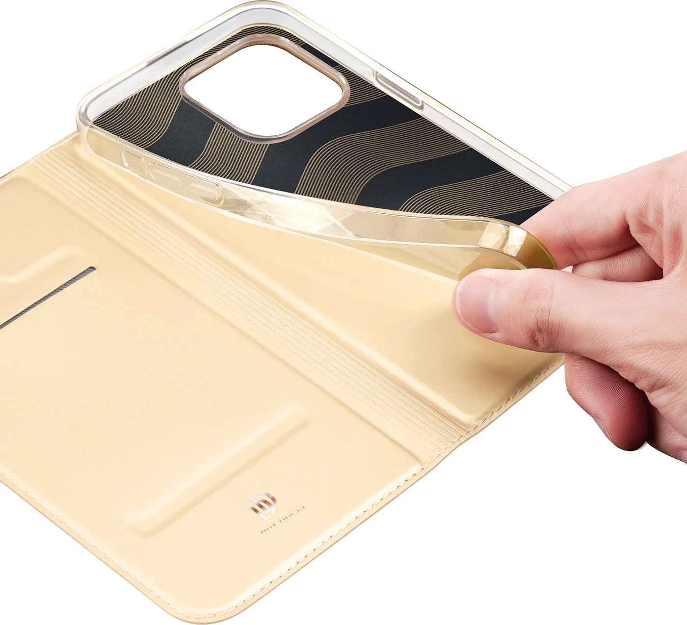 Mbështjellës Dux Ducis Skin Pro për iPhone 14 Pro, me kapak, Gold Mbështjellës Dux Ducis Skin Pro për iPhone 14 Pro, me kapak, Gold
