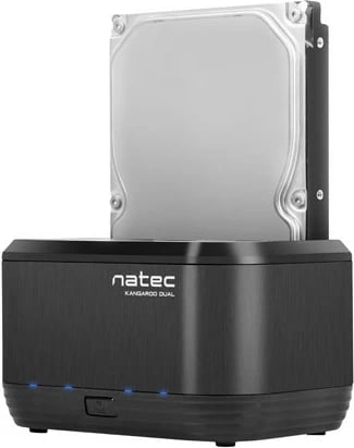 Stacion docking Natec Kangaroo Dual NSD-0955 për HDD/SSD 2.5''+3.5'', USB 3.0, i zi