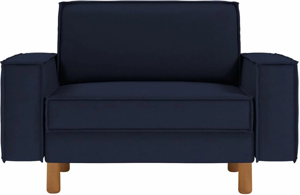 Karrige divan një vendës, ngjyrë blu nate, këmbë dru arre, Atelier del Sofa, Sparrow Loveseat