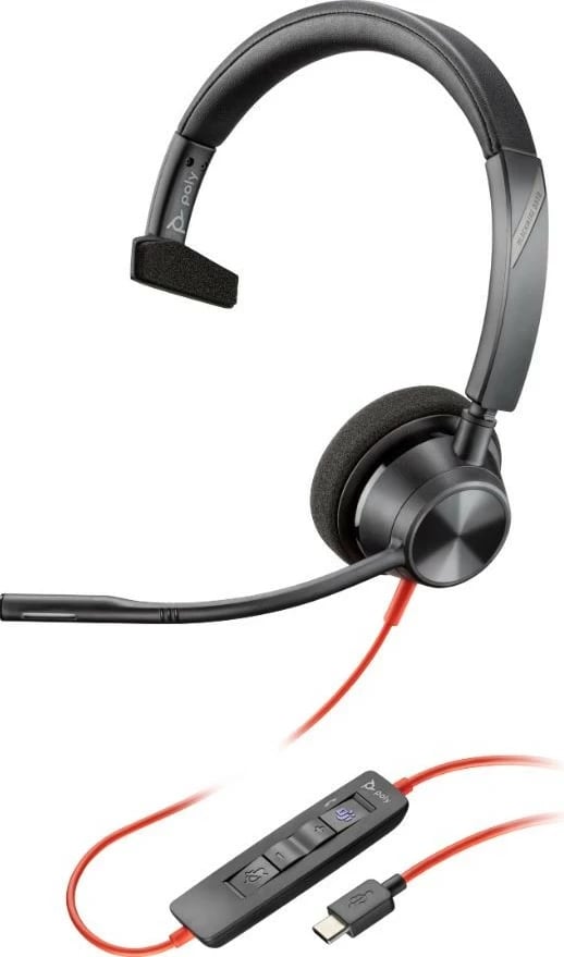 Kufje POLY Blackwire 3310 Mono, USB-C/A, për MS Teams, E zezë