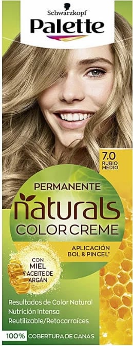 Bojë për flokë Schwarzkopf Palette Naturals Color Creme 7.0, bionde e mesme