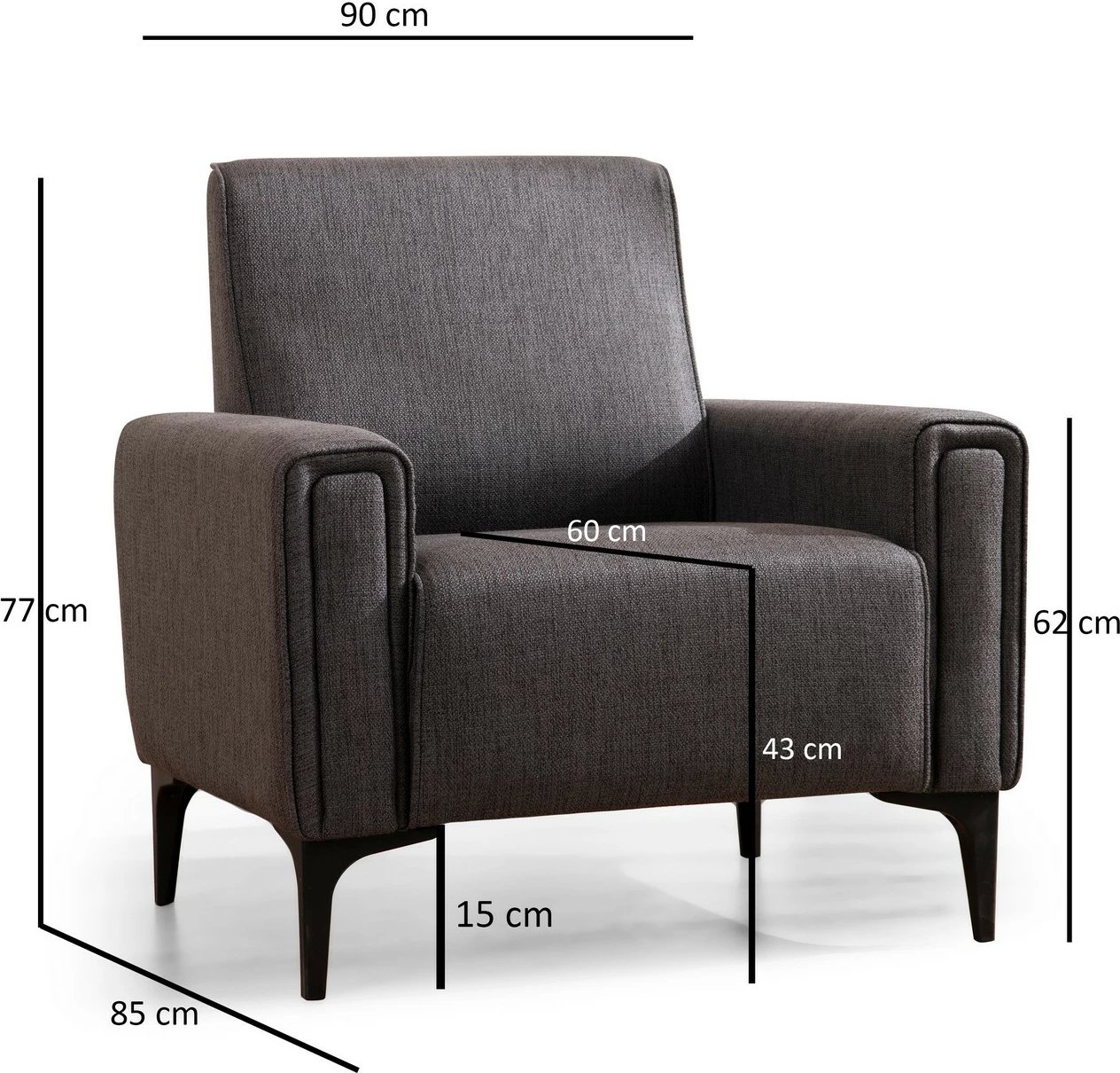 Karrige një vendëshe Atelier del Sofa, Horizon, ngjyrë gri e errët