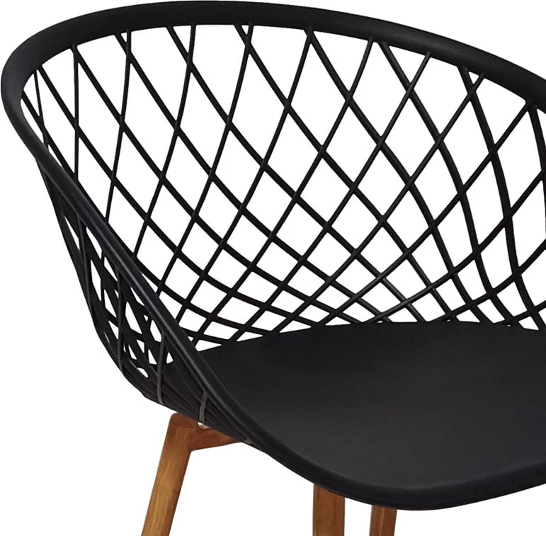 Karrige Ezra e zezë pp-këmbë metalike natyrale 62x42x82cm