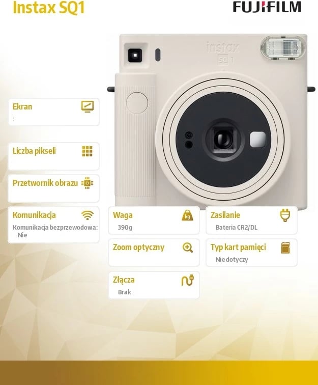 Kamera instant Fujifilm Instax SQ1 format katror, ekspozim automatik, Selfie mode me pasqyrë, blic i integruar, e bardhë